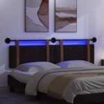 vidaXL Závesné čelo postele S LED svetlom Čierna Antik PU – Obrázok 5