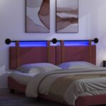 vidaXL Závesné čelo postele S LED svetlom Víno červené Antik PU – Obrázok 5
