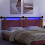 vidaXL Závesné čelo postele S LED svetlom Víno červené Antik PU – Obrázok 5