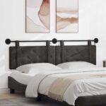 vidaXL Závesné čelo postele S LED svetlom Čierna Antik PU