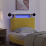 vidaXL Závesné čelo postele S LED svetlom Svetložltá Kordúrová tkanina – Obrázok 5
