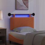 vidaXL Závesné čelo postele S LED svetlom Oranžová Kordúrová tkanina – Obrázok 5