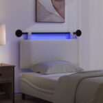 vidaXL Závesné čelo postele S LED svetlom Krémová Kordúrová tkanina – Obrázok 5