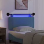 vidaXL Závesné čelo postele S LED svetlom Modrá Kordúrová tkanina – Obrázok 5