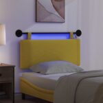 vidaXL Závesné čelo postele S LED svetlom Svetložltá Kordúrová tkanina – Obrázok 5