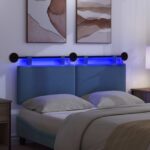 vidaXL Závesné čelo postele S LED svetlom Modrá Kordúrová tkanina – Obrázok 5