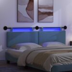 vidaXL Závesné čelo postele S LED svetlom Modrá Kordúrová tkanina – Obrázok 5