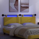 vidaXL Závesné čelo postele S LED svetlom Svetložltá Kordúrová tkanina – Obrázok 5