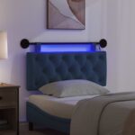 vidaXL Závesné čelo postele S LED svetlom Modrá Látka – Obrázok 5