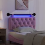 vidaXL Závesné čelo postele S LED svetlom Ružová Látka – Obrázok 5