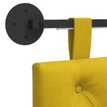 vidaXL Závesné čelo postele S LED svetlom Žltá Zamat – Obrázok 10