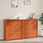 vidaXL Servírovacia skriňa 2 pcs Vosková Hnedá 140 x 35 x 80 cm