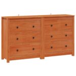 vidaXL Servírovacia skriňa 2 pcs Vosková Hnedá 140 x 35 x 80 cm – Obrázok 2