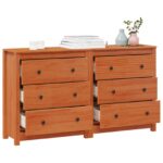 vidaXL Servírovacia skriňa 2 pcs Vosková Hnedá 140 x 35 x 80 cm – Obrázok 3