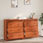 vidaXL Servírovacia skriňa 2 pcs Vosková Hnedá 140 x 35 x 80 cm – Obrázok 4