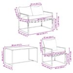 vidaXL Súprava záhradných pohoviek 4 pcs Čierna a antracit Oceľ – Obrázok 10