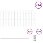 vidaXL Záhradný plot s kolíkmi 24 pcs 115 x 50 cm Mesh Strieborná – Obrázok 3