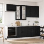 vidaXL Kuchynská jednotka LUCCA 8 pcs Čierna Kompozitné drevo