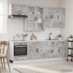 vidaXL Kuchynská jednotka LUCCA 8 pcs Betónovo sivá Kompozitné drevo