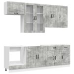 vidaXL Kuchynská jednotka LUCCA 8 pcs Betónovo sivá Kompozitné drevo – Obrázok 2