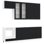 vidaXL Kuchynská jednotka LUCCA 8 pcs Čierna Kompozitné drevo – Obrázok 2