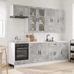 vidaXL Kuchynská jednotka LUCCA 8 pcs Betónovo sivá Kompozitné drevo