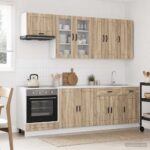 vidaXL Kuchynská jednotka PORTO 8 pcs Dub sonoma Kompozitné drevo
