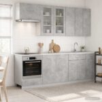 vidaXL Kuchynská jednotka LYON 8 pcs Betónovo sivá Kompozitné drevo