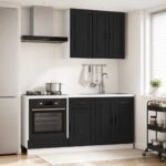 vidaXL Kuchynská jednotka PORTO 5 pcs Čierna Kompozitné drevo