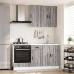 vidaXL Kuchynská jednotka PORTO 5 pcs Sivý Sonoma Kompozitné drevo