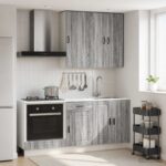 vidaXL Kuchynská jednotka PORTO 5 pcs Sivý Sonoma Kompozitné drevo