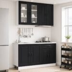 vidaXL Kuchynská jednotka KALMAR 4 pcs Čierna Kompozitné drevo