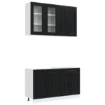 vidaXL Kuchynská jednotka KALMAR 4 pcs Čierna Kompozitné drevo – Obrázok 2