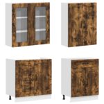 vidaXL Kuchynská jednotka KALMAR 4 pcs Dymový dub Kompozitné drevo – Obrázok 3