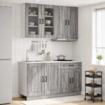 vidaXL Kuchynská jednotka KALMAR 4 pcs Sivý Sonoma Kompozitné drevo