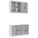 vidaXL Kuchynská jednotka KALMAR 4 pcs Sivý Sonoma Kompozitné drevo – Obrázok 2