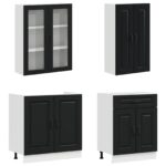 vidaXL Kuchynská jednotka KALMAR 4 pcs Čierna Kompozitné drevo – Obrázok 3