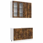 vidaXL Kuchynská jednotka KALMAR 4 pcs Dymový dub Kompozitné drevo – Obrázok 2
