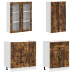 vidaXL Kuchynská jednotka KALMAR 4 pcs Dymový dub Kompozitné drevo – Obrázok 3