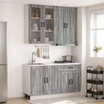 vidaXL Kuchynská jednotka KALMAR 4 pcs Sivý Sonoma Kompozitné drevo