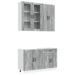 vidaXL Kuchynská jednotka KALMAR 4 pcs Sivý Sonoma Kompozitné drevo – Obrázok 2