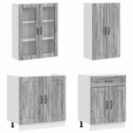 vidaXL Kuchynská jednotka KALMAR 4 pcs Sivý Sonoma Kompozitné drevo – Obrázok 3