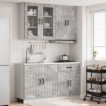 vidaXL Kuchynská jednotka LUCCA 4 pcs Betónovo sivá Kompozitné drevo