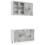 vidaXL Kuchynská jednotka LUCCA 4 pcs Betónovo sivá Kompozitné drevo – Obrázok 2