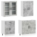 vidaXL Kuchynská jednotka LUCCA 4 pcs Betónovo sivá Kompozitné drevo – Obrázok 3