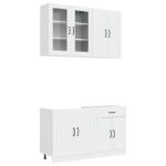 vidaXL Kuchynská jednotka LUCCA 4 pcs Biela s vysokým leskom – Obrázok 2