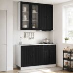 vidaXL Kuchynská jednotka LUCCA 4 pcs Čierna Kompozitné drevo