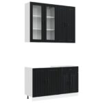 vidaXL Kuchynská jednotka LUCCA 4 pcs Čierna Kompozitné drevo – Obrázok 2