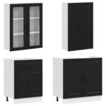 vidaXL Kuchynská jednotka LUCCA 4 pcs Čierna Kompozitné drevo – Obrázok 3