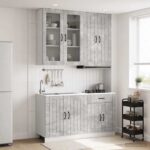 vidaXL Kuchynská jednotka LUCCA 4 pcs Betónovo sivá Kompozitné drevo